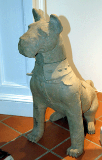 One of Peter's favorite dogs is this one dating from the Han Dynasty, 200 BC–200 AD, which he added to his collection about four years ago.