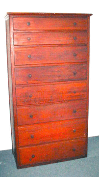 The top lot of the sale was a Watervliet Shaker tall chest in original finish that was bought from the Loudonville Exchange in the 1940s. It sold for $22,550.