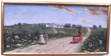 One of the pair of folky oil on canvas depictions of the main road through Grafton, N.Y., by Carl W. Knudsen that sold for $126,000.