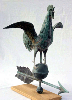 The second highest lot of the sale was this crowing rooster, circa 1880s, 25 inches tall with full body in copper with zinc legs. This example, attributed to J.W. Fiske & Co of New York City, fetched $16,800 following spirited bidding from several phone bidders.