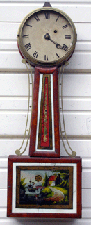 Bringing $2,128 was this rare circa 1830 banjo clock by James Cross of Rochester, N.H.