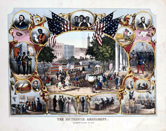Image of the Fifteenth Amendment, celebrated May 1870.