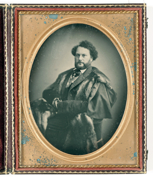 "Colonel Samuel Colt,” artist unknown, daguerreotype, 4 ¾ by 3 ½ inches. Samuel Colt collected arms of historical interest. Wadsworth Atheneum Museum of Art.