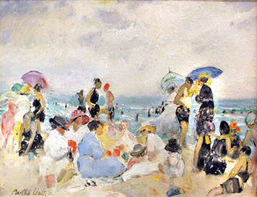 The top lot of the sale came as a small Martha Walters oil on board titled "Bathers on the Beach, Bass Rocks” sold for $153,100.