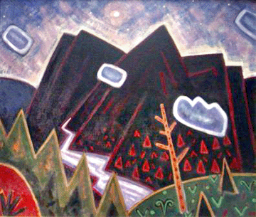 Philip Barter (American, b 1939), "Moonrise Mt Katahdin,” 2004, oil on canvas, 36 by 48 inches.