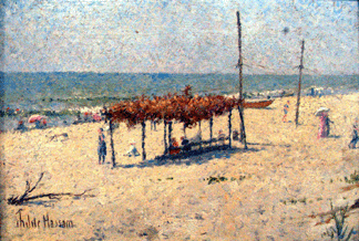 The small beach scene signed Childe Hassam more than doubled estimates at $28,750.