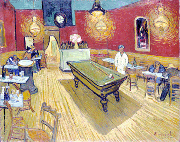 "The Night Café” by Vincent van Gogh, 1888, oil on canvas, 28 by 36 inches. Yale University Art Gallery.