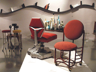 The Frank Lloyd Wright chairs from Price Tower and Johnson Wax were offered by Converso, Chicago.