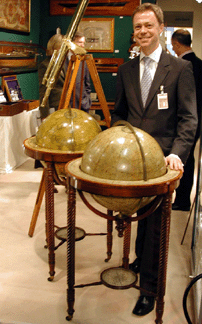 Adam Langford, Chancery Lane, London, with a pair of celestial and terrestrial globes, circa 1850.