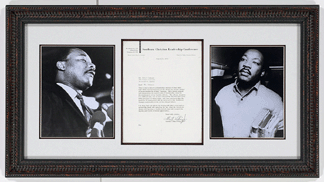 Rev Martin Luther King Jr signed letter display sold for $6,673.