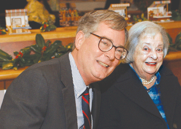Tom and Anne Gray at the gala opening of the Old Salem Toy Museum, November 16, 2002. —David Rosen of Photo Innovations photo, Old Salem Toy Museum