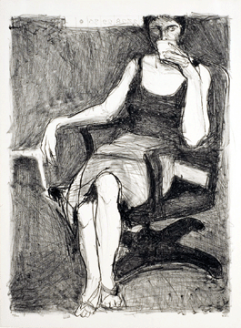 Lithograph by Richard Diebenkorn (1922–1993), Untitled (Seated Woman Drinking from a Cup), circa 1965.