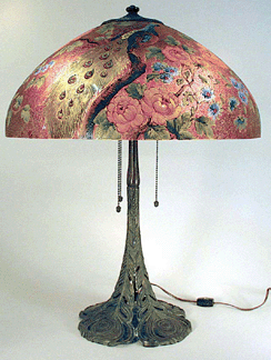 This Handel Peacock table lamp realized $27,613.