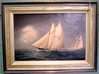 James Edward Buttersworth's painting of the racing yacht Halcyon fetched $230,000 from the same New York City dealer who bought Buttersworth's view of the Atalanta. Both paintings came from a local estate.