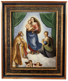 The large KPM plaque painted after Raphael's "The Sistine Madonna” was signed and dated "L. Sturm, Dresden 1887” and realized $21,850.