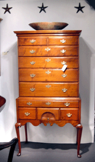 North Hampton, N.H., dealers George and Debbie Spiecker's Queen Anne mahogany highboy from around 1760 was strikingly similar to one in the museum's collection.