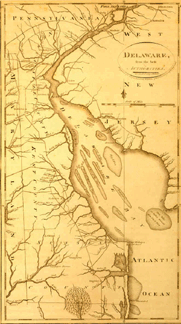 "Delaware from the best Authorities,” 1795 or 1796. Published by Mathew Carey. Engraved by W. Barker. Biggs Museum of American Art.