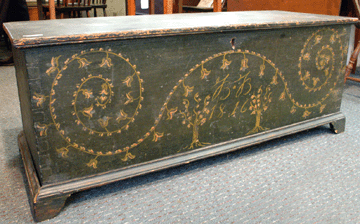 The Schoharie County blanket chest with paint decoration sold at $16,100.