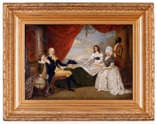 An unsigned portrait of George Washington and his family at Mount Vernon attributed to Bass Otis brought $29,875.