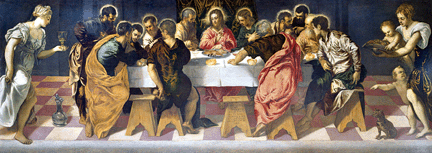 "The Last Supper,” 1547, oil on canvas, Venice, Curia Patriarcale, Chiesa di San Marcuola.