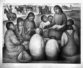 Diego Rivera, "Open Air School,” 1932, lithograph, 12½ by 16 5/16 inches. Collection of the Philadelphia Museum of Art. Purchased with the Lola Downin Peck Fund from the Carl and Laura Zigrosser Collection. —Lynn Rosenthal photo  