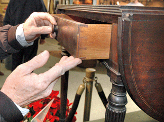 Detail of the Pembroke table that sold for $19,000.