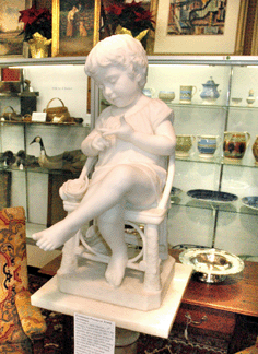Cesare Lapini (Italian, 1848–1893), "The Young Economist” 1893, marble sculpture, $16,000. It was bought from the artist in Florence in 1895 and has remained in the same family up to the present day. 