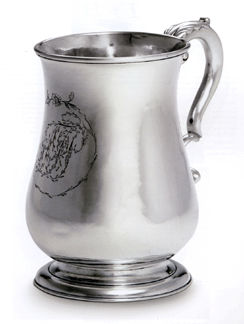 Eric Shrubsole acquired this Paul Revere, Jr, silver cann of 1766 for $90,000 ($30/50,000). The vessel is engraved with the monogram of Elizabeth Waldron and Zachariah Johonnot, a Boston merchant and distiller who was a regular customer of Revere's. 