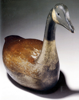 This 30-inch-long Canada goose, whose provenance included both pioneering decoy dealer Adele Earnest and the eminent folk art collector Stewart Gregory, went to New York collectors Jerry and Susan Lauren for $553,600 ($300/500,000). Jerry Lauren said after the sale, "It's more than a decoy. It's great art. Plus, my wife loved it.”