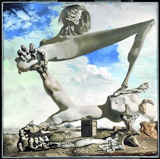 Salvador Dalí (1904–1989), "Soft Construction with Boiled Beans (Premonition of Civil War),” 1936, oil on canvas, 40 by 39½ inches. Philadelphia Museum of Art, the Louise and Walter Arensberg collection. ©Salvador Dalí, Gala-Salvador Dalí Foundation/Artists Rights Society (ARS), New York City. Photo by Graydon Wood, 1995.