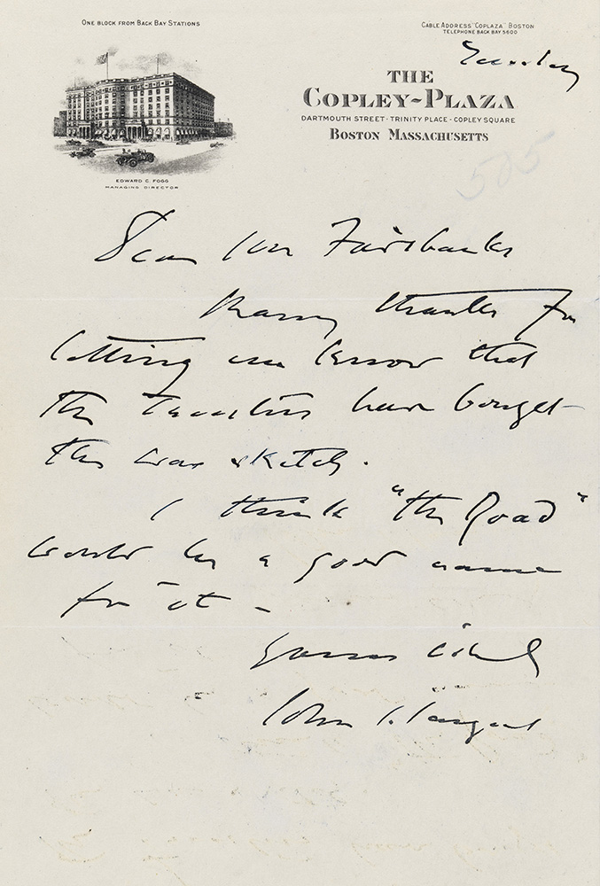 02. John Singer Sargent to Arthur Fairbanks