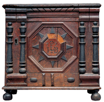 A strikingly strong presentation of early American furniture includes a William and Mary valuables cabinet by James Symonds 16331714 of Salem Mass