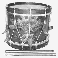 This painted and decorated Civil War drum was carried by Charlie Swift of Starksboro and was made by Horstman Brothers It was found in a local home of one of Swifts descendants It reached 6380