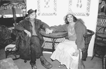 Barry and Nansi trying out some of the wicker furniture between making the rounds of Wendys New York Armory Antiques Show in April