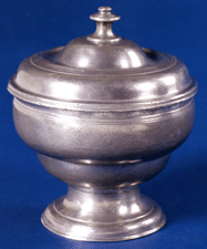 One of two known Christoph Heyne sugar bowls this Lancaster County pewter vessel achieved 79500