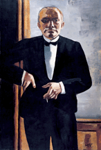 Beckmanns new style and elevated social status were reflected in the striking SelfPortrait with Tuxedo 1927