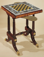 Gaming table 18151820 attributed to Thomas Seymour Boston Mahogany maple chestnut marble and brass Once owned by Hirschl amp Adler Galleries the table is now in the collection of Nancy W Priest