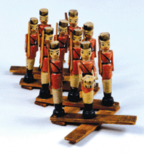Wooden Soldier Scissor Toy Nineteenth Century Ten wooden soldiers standing on a wooden lattice Toy Collection Archives