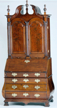 This mahogany bombe chest a personal favorite of curator Jonathan Fairbanks was made in Charlestown Mass by Benjamin Frothingham Jr who signed and dated the piece in 1753