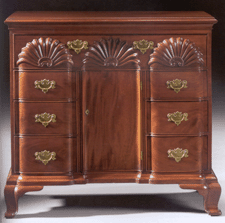 Townsend family Chippendale mahogany block and shell bureau table 1911500