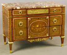 Mahogany marble top dresser with marquetry and ormolu detailing sold for 9600