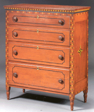 This painted pine and poplar chest of drawers Mahantango Valley Pa circa 1830 sold to David Wheatcroft for 81000