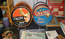 Ken Ostrow Newton Mass brought Cremo Ale trays Ostrow is a brewermania specialist and had many New England paper label bottles available at the show He also brought tobacco tins and coffee cans
