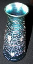 Quezal 1910 aqua vase Knute Peterson Bloomfield Conn