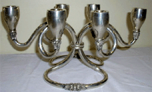 Unusual sixlight Danish sterling silver candelabra 2300