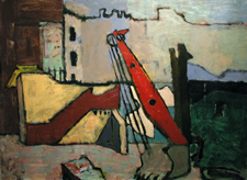 Joseph Solman American born 1909 Red Crane Opposite Macys 1937 oil on canvas 25 by 34 inches initialed center left