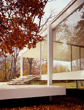 Graceful steps leading from one plane to another intesify the floating experience that is Farnsworth House Photo by Hederich Blessing