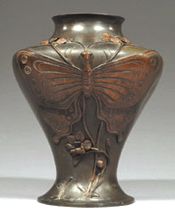 Louis Comfort Tiffany early double patinated bronze vase 16100