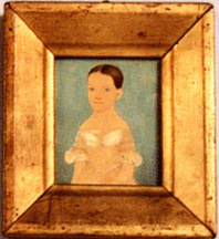 Miniature watercolor portrait of a child American Nineteenth Century unsigned 2 by 2 18 inches 7638