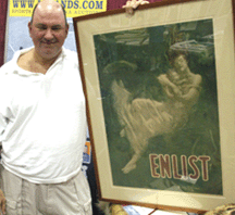 Joshua Evans of Lelands with a rare Lusitania war poster
